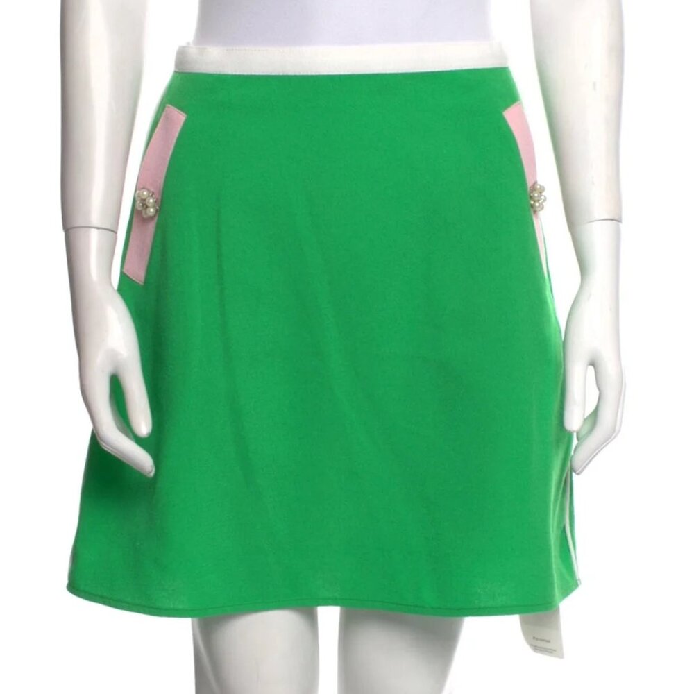 Zayan The Label — Colorblock Crystal Button Mini Skirt — Size S (NWT)